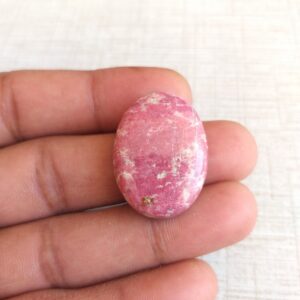 Oval Thulite Stone Cabochon: 49.5 Carat Gemstone, 29x22x8 Mm
