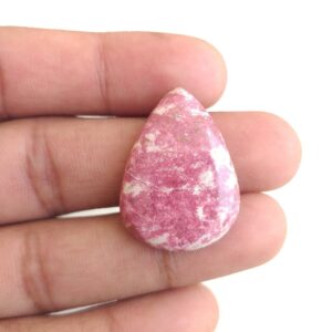 Pear Thulite Cabochon Gemstone: 34.5 Carat, 29x21x6 Mm