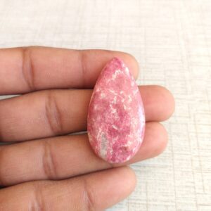 Pear Thulite Cabochon Gemstone: Pink Jewelry Stone (42x23x7 Mm)