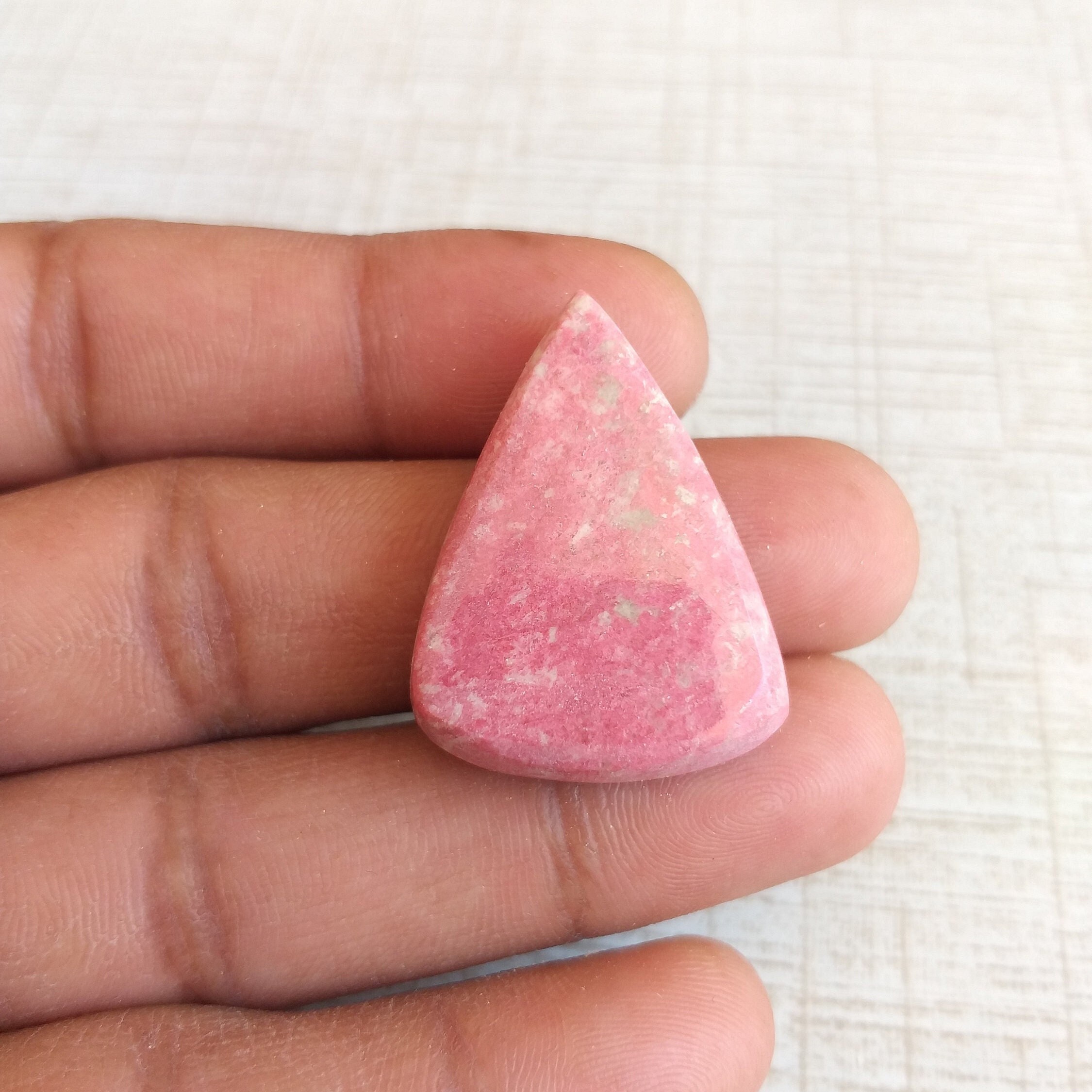 Pink Thulite Cabochon: Pear Shape Gemstone, 53.5 Carat Pink Thulite Cabochon: Pear Shape Gemstone, 53.5 Carat