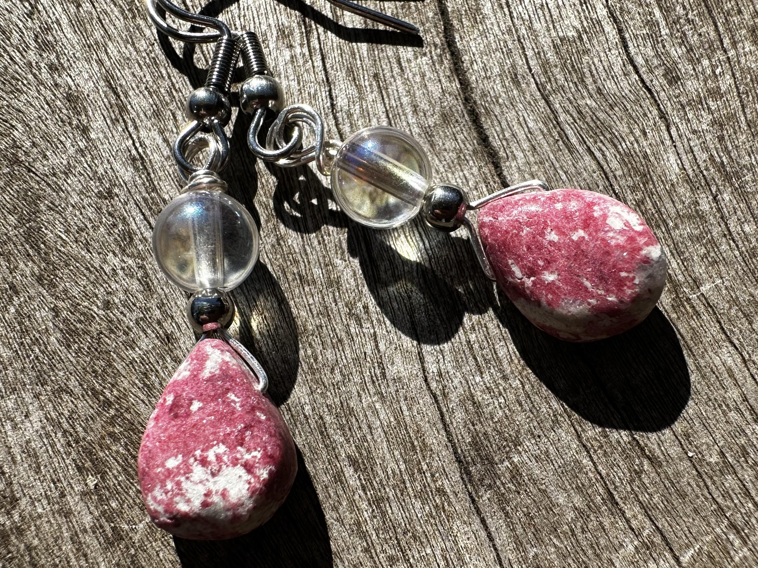 Angel Aura And Thulite Healing Stone Earrings With Positive Healing Energy!