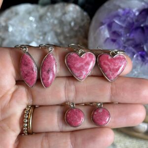 Thulite Dangle Earrings, .925 Sterling Silver