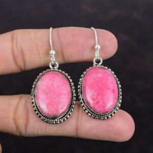 Thulite Earrings: Handmade 925 Sterling Silver Vintage Style Thulite Earrings: Handmade 925 Sterling Silver Vintage Style