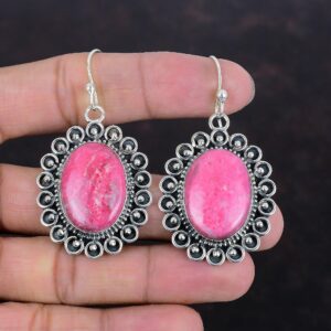 Handmade Thulite Earrings: 925 Sterling Silver Gemstone Jewelry Handmade Thulite Earrings: 925 Sterling Silver Gemstone Jewelry