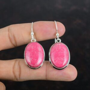 Handmade Thulite Earrings: 925 Sterling Silver Gemstone Jewelry Handmade Thulite Earrings: 925 Sterling Silver Gemstone Jewelry