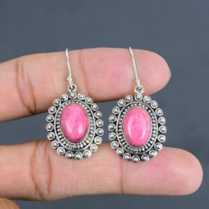 Handmade Thulite Earrings: Dainty 925 Sterling Silver Vintage Jewelry Handmade Thulite Earrings: Dainty 925 Sterling Silver Vintage Jewelry