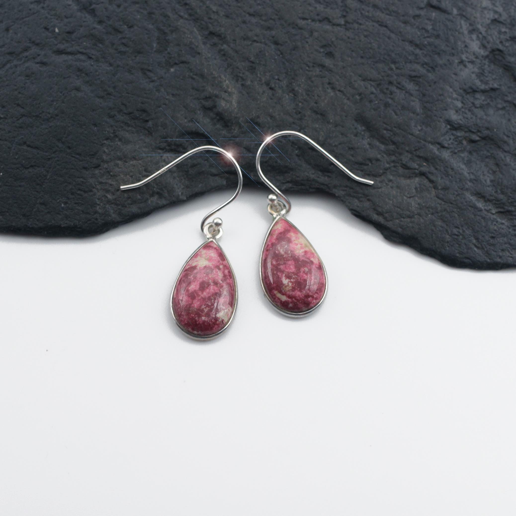 Pomegranate - Thulite Sterling Silver Earrings