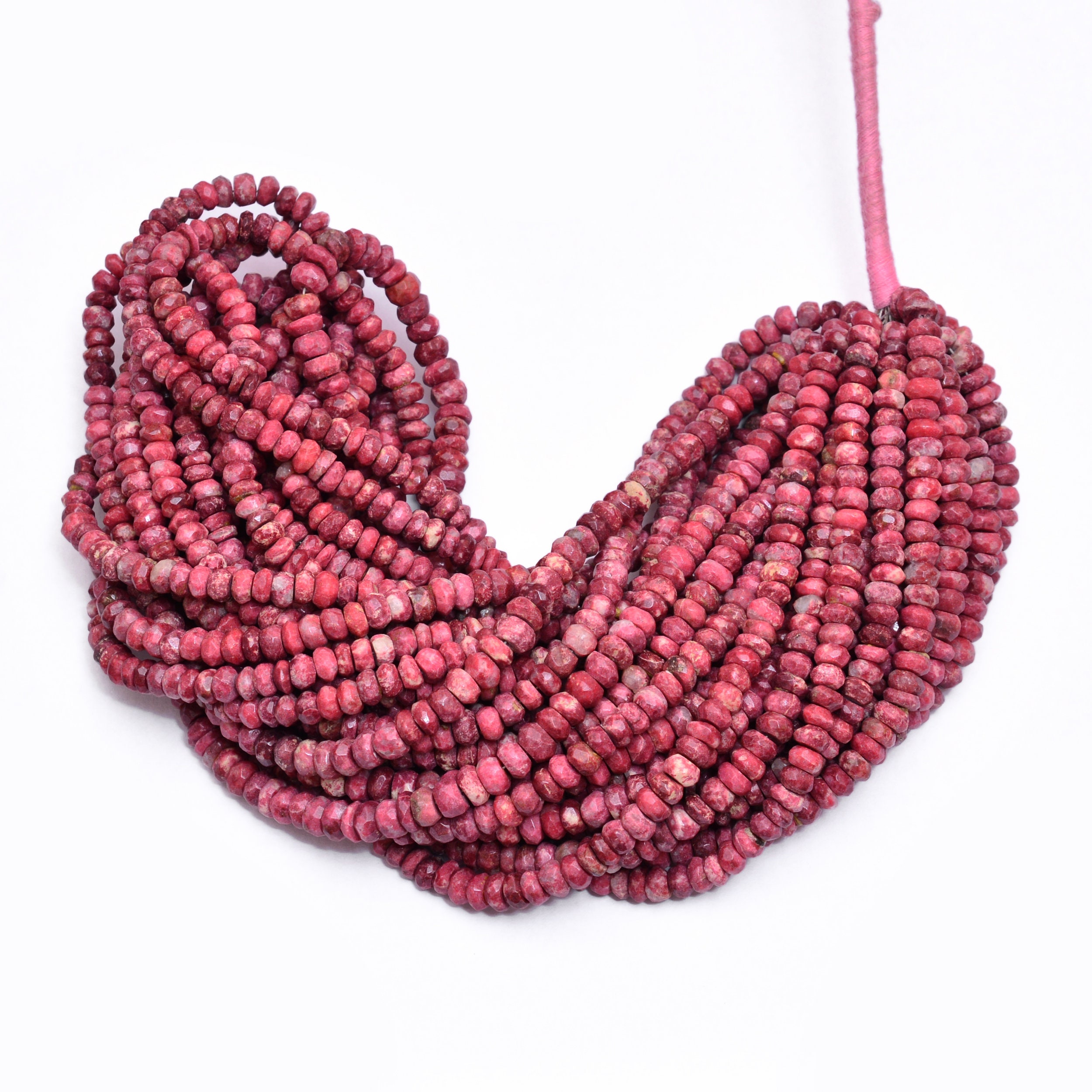 Aaa+ Thulite Gemstone 5mm Rondelle Faceted Beads | 16inch Strand | Natural Pink Thulite Semi Precious Gemstone Beads For Jewelry Making Aaa+ Thulite Gemstone 5mm Rondelle Faceted Beads | 16inch Strand | Natural Pink Thulite Semi Precious Gemstone Beads For Jewelry Making