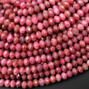 Aaa Micro Faceted Natural Pink Red Thulite 5mm 6mm Rondelle Beads Diamond Cut Gemstone From Norway 15.5" Strand Aaa Micro Faceted Natural Pink Red Thulite 5mm 6mm Rondelle Beads Diamond Cut Gemstone From Norway 15.5" Strand