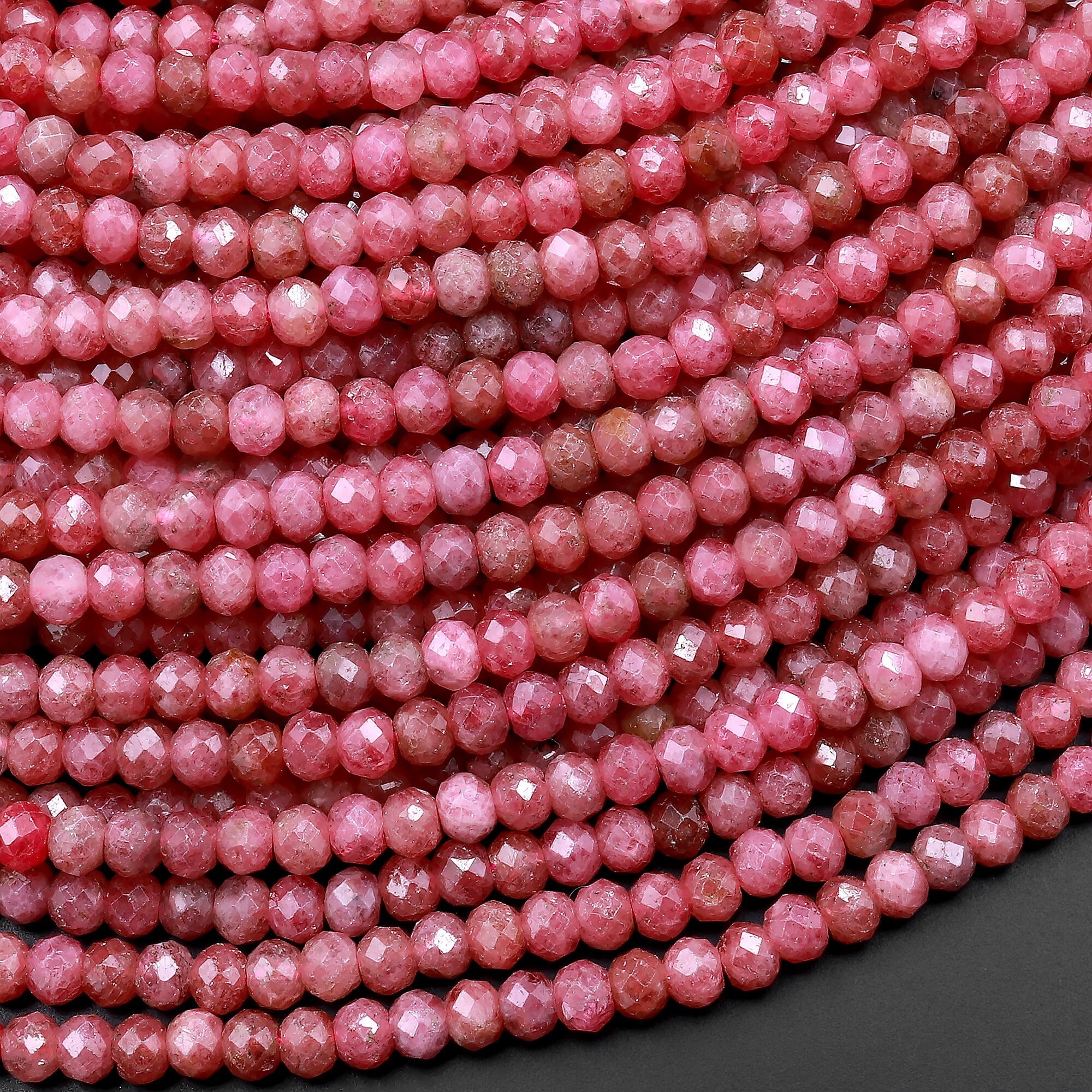 Aaa Micro Faceted Natural Pink Red Thulite 3mm 4mm Rondelle Beads Diamond Cut Gemstone From Norway 15.5" Strand Aaa Micro Faceted Natural Pink Red Thulite 3mm 4mm Rondelle Beads Diamond Cut Gemstone From Norway 15.5" Strand