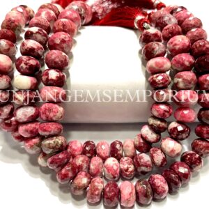 Aaaa+ Rarest~thulite Faceted Rondelle Beads Natural Thulite Gemstone Beads Thulite Stone Beads Thulite Faceted Beads Wholesale Stone Strands