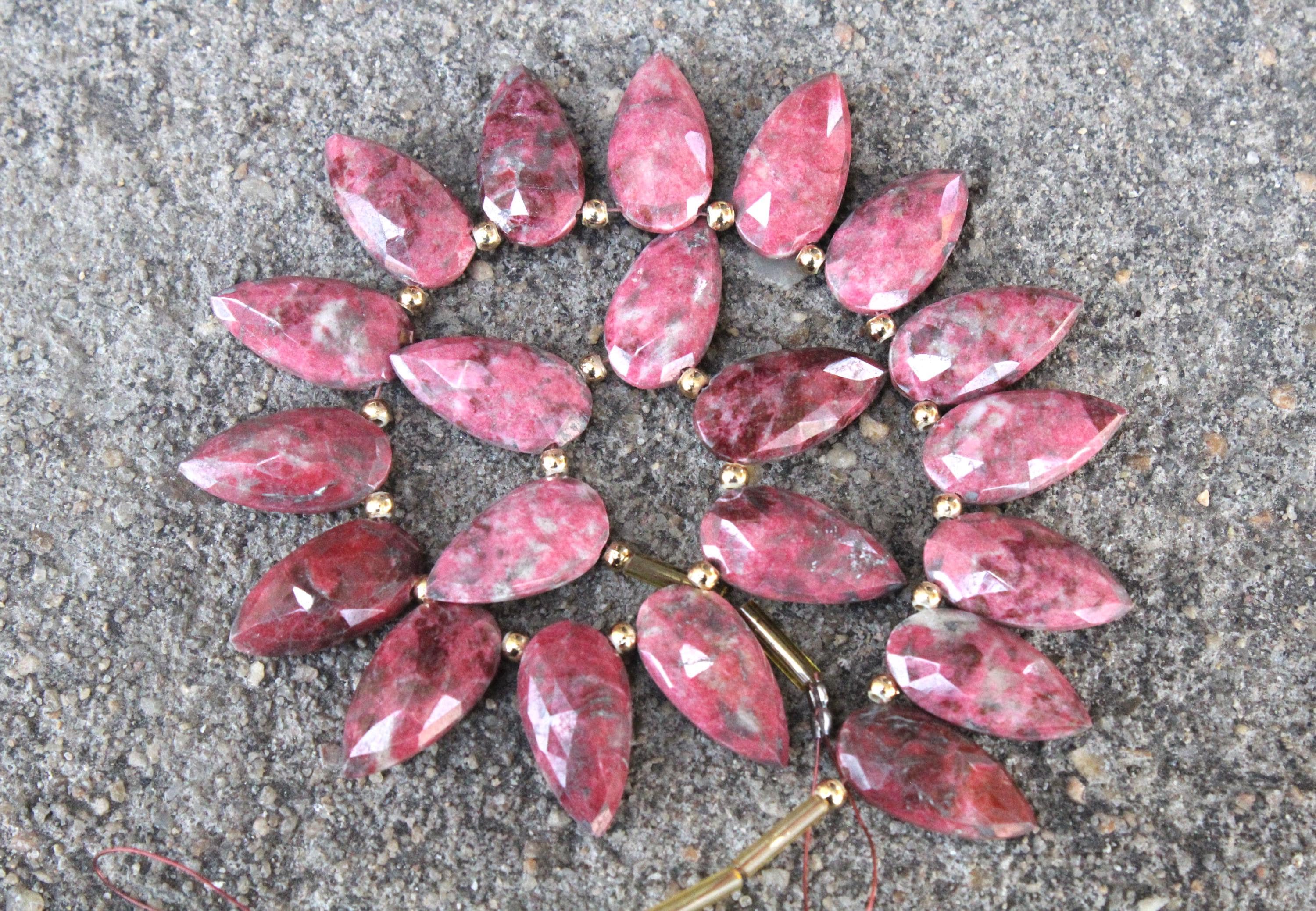 Thulite Gemstone Faceted Briolette Beads | 10-piece Pear I Size—8x17 Mm App I Jewelry Making (c900)