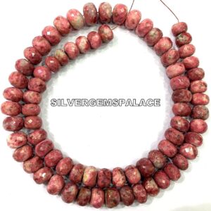 Natural Thulite Faceted Rondelle Beads Thulite Gemstone Beads 9-10.MM Rondelle Beads Thulite Strand Jewelry Making Beads 18 Inches Strand.