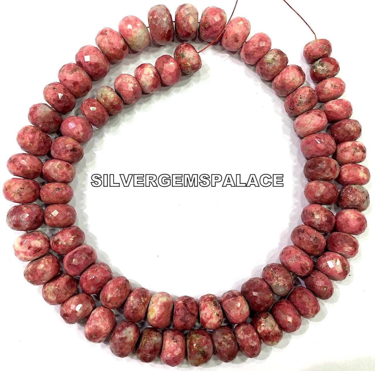 Natural Thulite Faceted Rondelle Beads Thulite Gemstone Beads 9-10.mm Rondelle Beads Thulite Strand Jewelry Making Beads 18 Inches Strand.