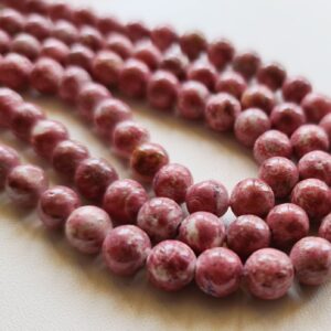 6-7mm Thulite Round Beads Natural Rare Thulite Round Balls For Necklace Thulite Jewelry (4IN - 8IN Options) - DGA47