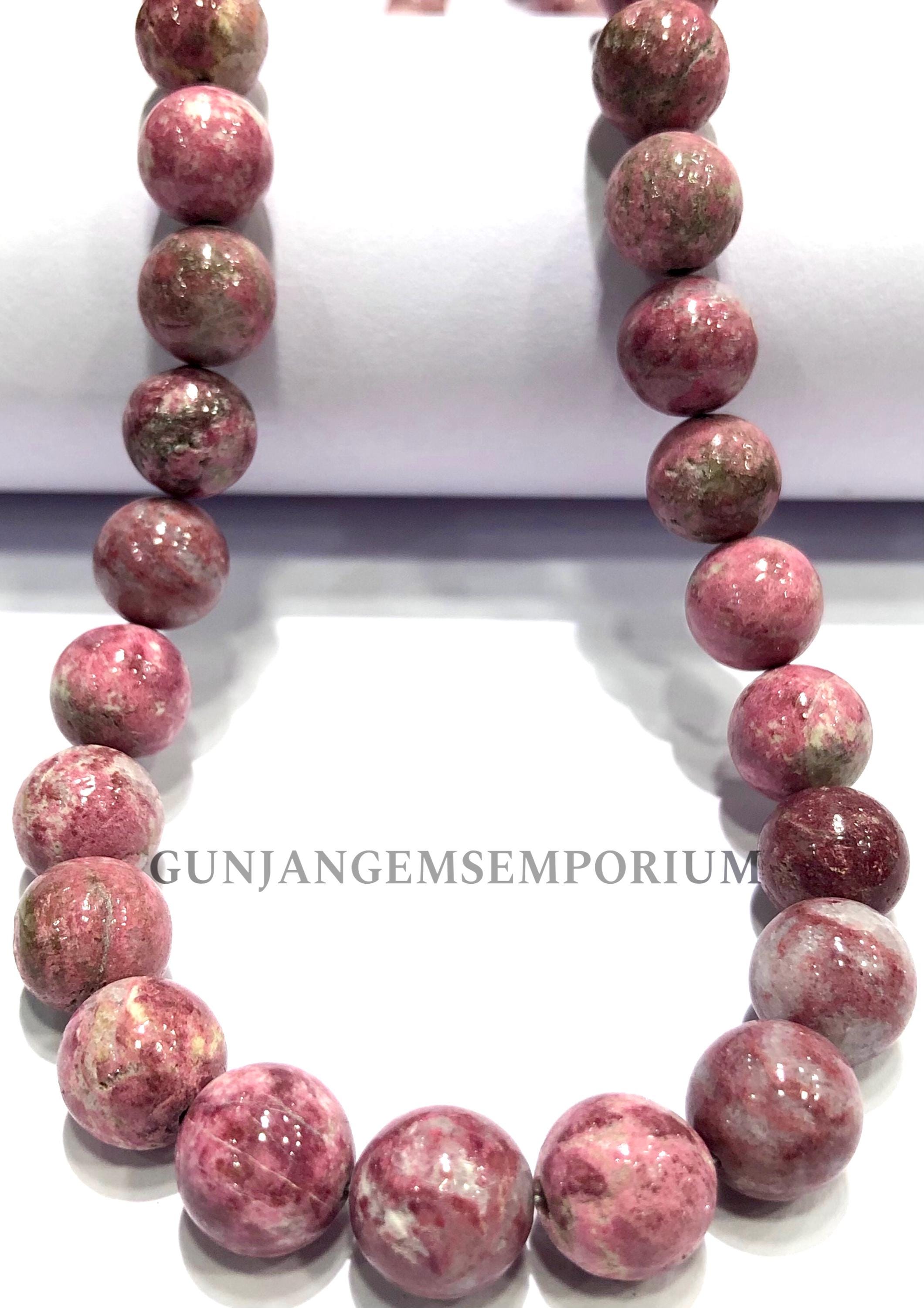 Aaa Pink Thulite Gemstone Beads Natural Thulite Smooth Round Beads 8/10mm Polished Thulite Sphere Beaded Necklace Wholesale Stone Jewelry