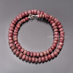 Enchanting Pink Natural Thulite Gemstone Bead Necklace, 6-8mm Thulite Smooth Rondelle Beads Necklace, Gift For Mom, Statement Necklace, Gift
