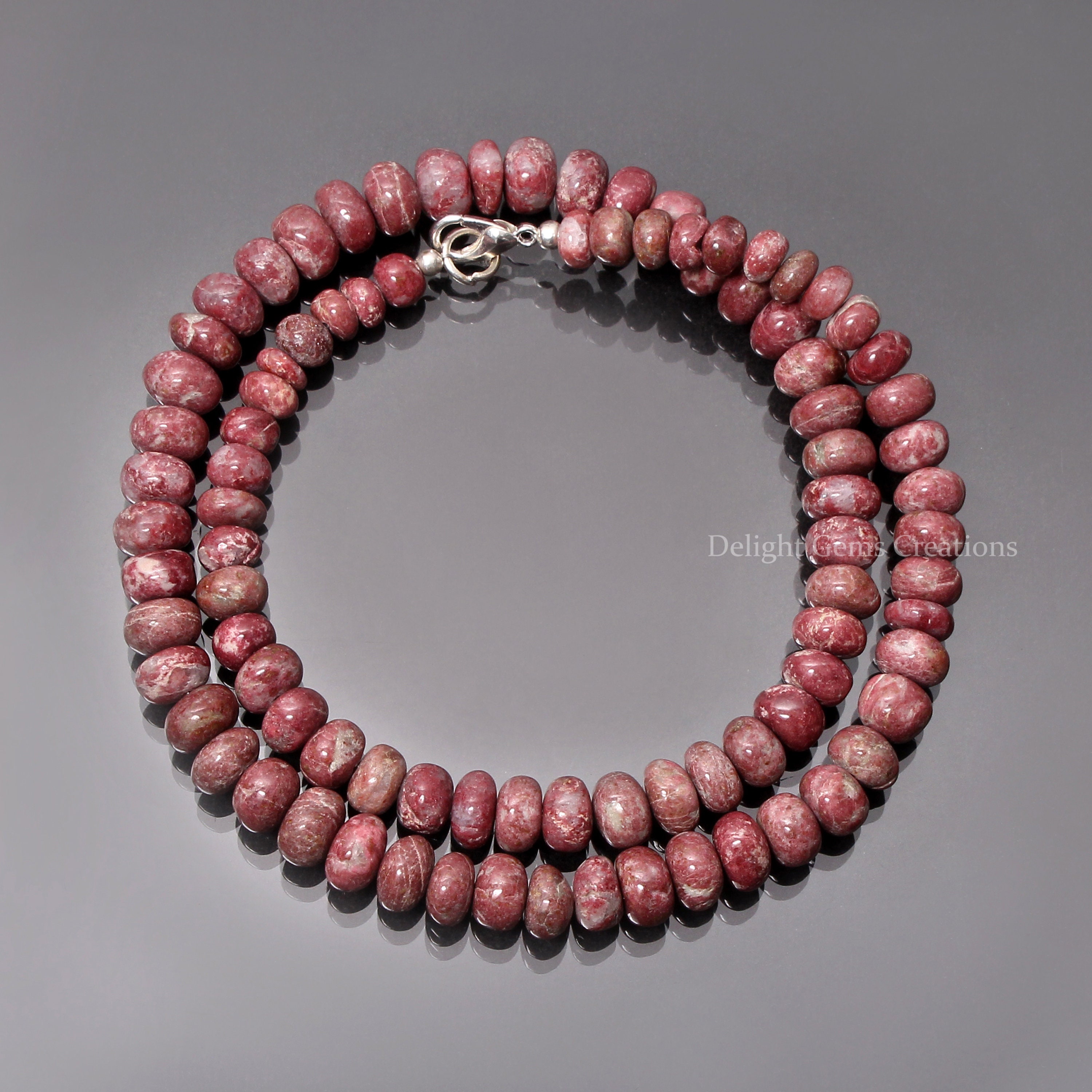Enchanting Pink Natural Thulite Gemstone Bead Necklace, 6-8mm Thulite Smooth Rondelle Beads Necklace, Gift For Mom, Statement Necklace, Gift