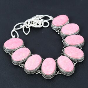 Thulite Gemstone Necklace: Handmade 925 Sterling Silver, Adjustable Chain