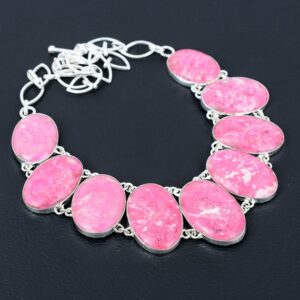 Thulite Gemstone Necklace: Handmade 925 Sterling Silver, Adjustable Boho Jewelry