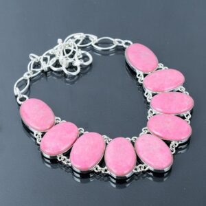 Handmade Thulite Necklace: 925 Sterling Silver Adjustable Chain