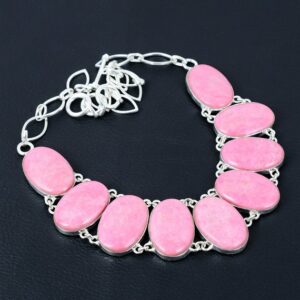 Handmade Thulite Gemstone Necklace: 925 Sterling Silver, Adjustable Chain