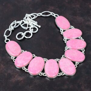 Handmade Thulite Necklace: Oval Gemstone, 925 Sterling Silver