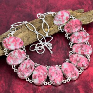 Pink Thulite Necklace, 925 Sterling, Silver, Natural Gemstone Jewelry, Adjustable Chain Necklace, Crystal Necklace, Thanksgiving Gifts