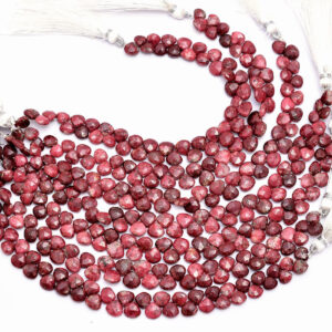 Aaa+ Thulite Gemstone 6mm-9mm Faceted Heart Briolette Beads | 8inch Strand | Natural Pink Thulite Semi Precious Gemstone Loose Briolettes Aaa+ Thulite Gemstone 6mm-9mm Faceted Heart Briolette Beads | 8inch Strand | Natural Pink Thulite Semi Precious Gemstone Loose Briolettes