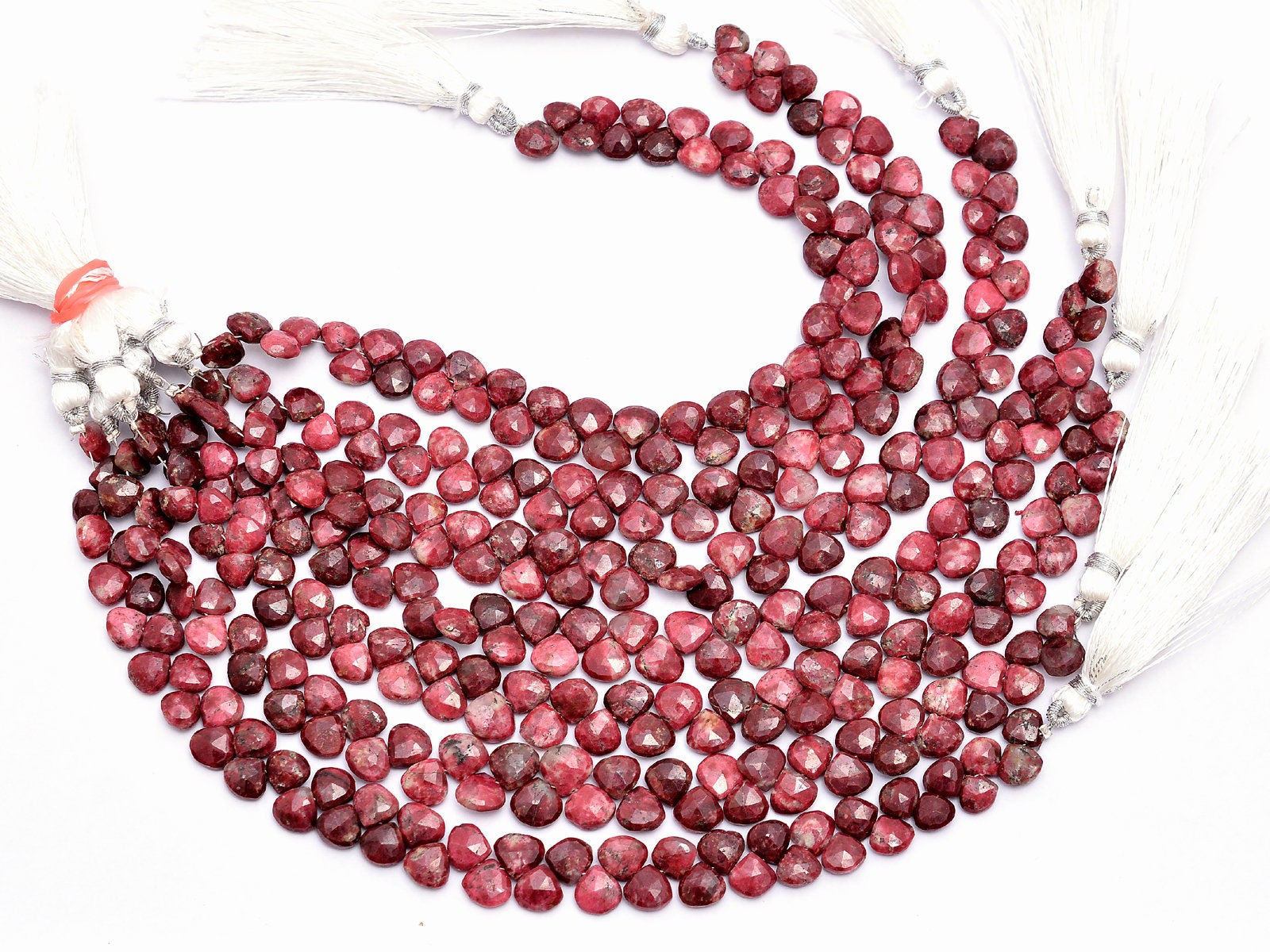 Aaa+ Thulite Gemstone 6mm-9mm Faceted Heart Briolette Beads | 8inch Strand | Natural Pink Thulite Semi Precious Gemstone Loose Briolettes Aaa+ Thulite Gemstone 6mm-9mm Faceted Heart Briolette Beads | 8inch Strand | Natural Pink Thulite Semi Precious Gemstone Loose Briolettes