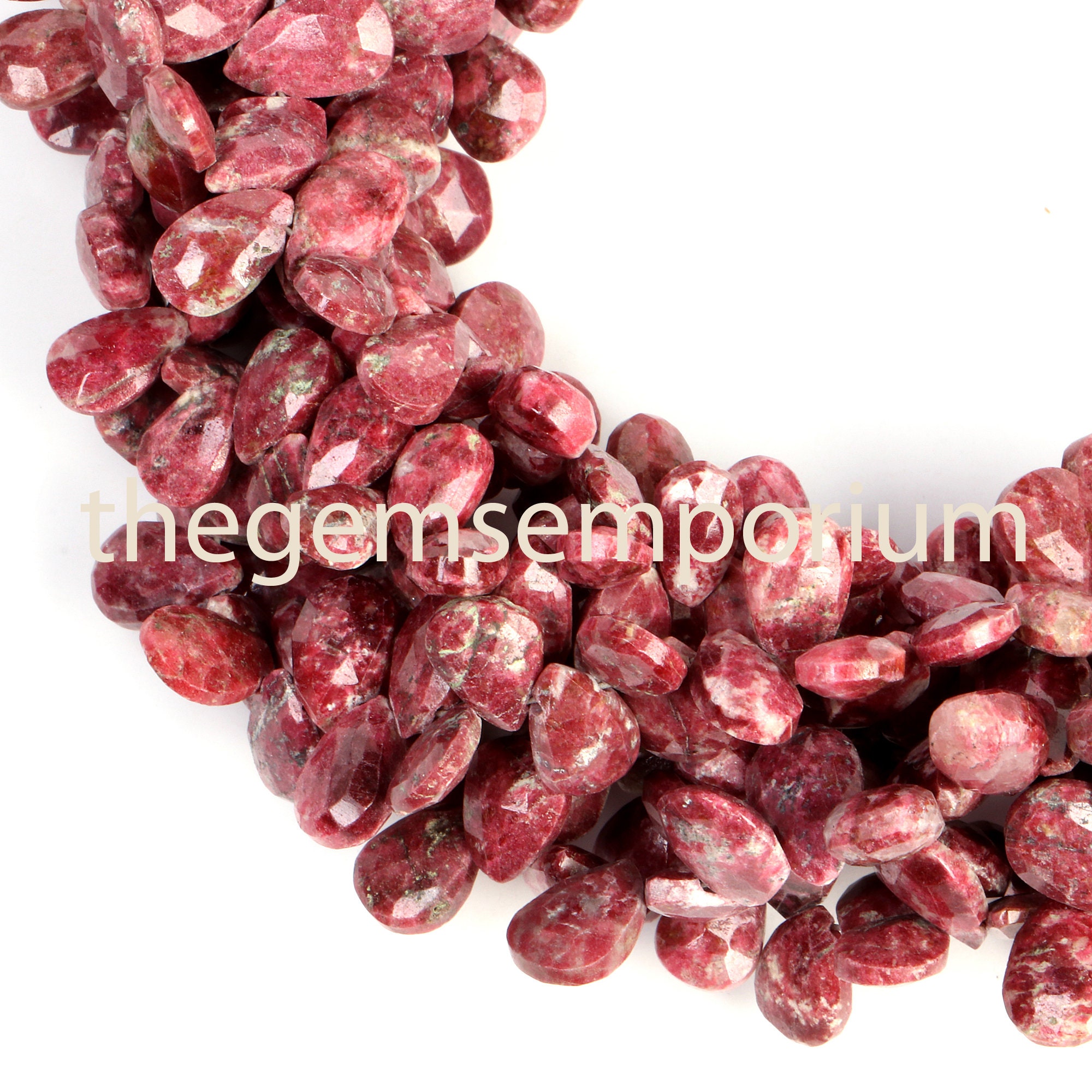 Thulite Faceted Briolette  Pear Shape Beads, Thulite Pear Shape Beads, Thulite Briolette Beads, Thulite Faceted Beads, Thulite Beads,thulite