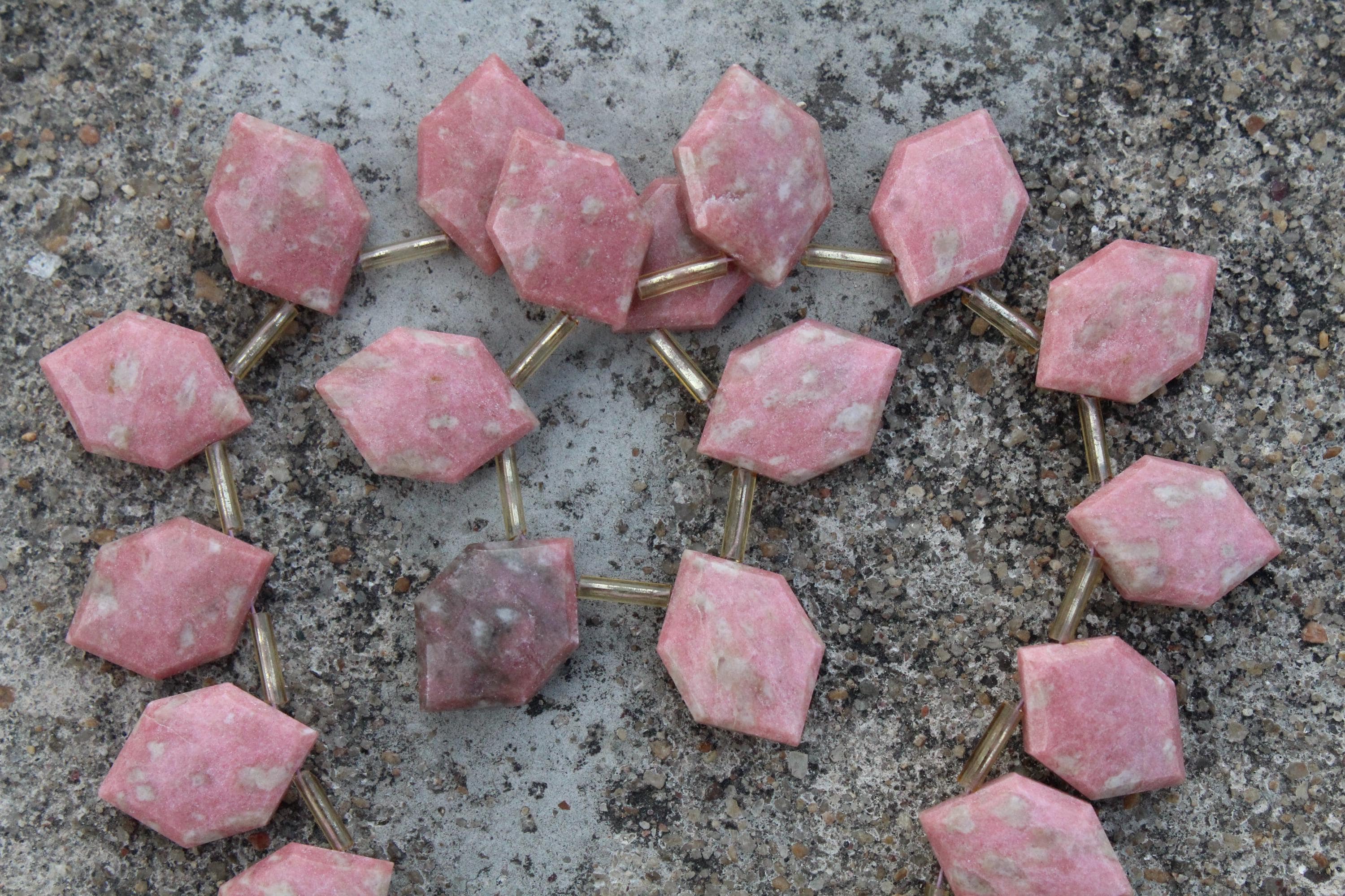 Thulite Gemstone Faceted Briolettes Beads | 10 Piece Hexagon-shaped | Size—17--18 Mm | Jewelry Setting [c420]