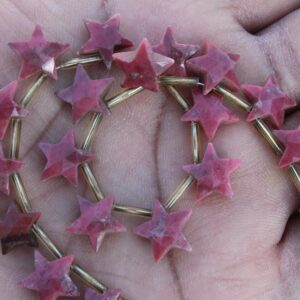 Thulite Gemstone Faceted Briolette Beads I 10-piece Crescent-star I Size- 12-13 Mm App I Jewelry Setting (c97) Thulite Gemstone Faceted Briolette Beads I 10-piece Crescent-star I Size- 12-13 Mm App I Jewelry Setting (c97)
