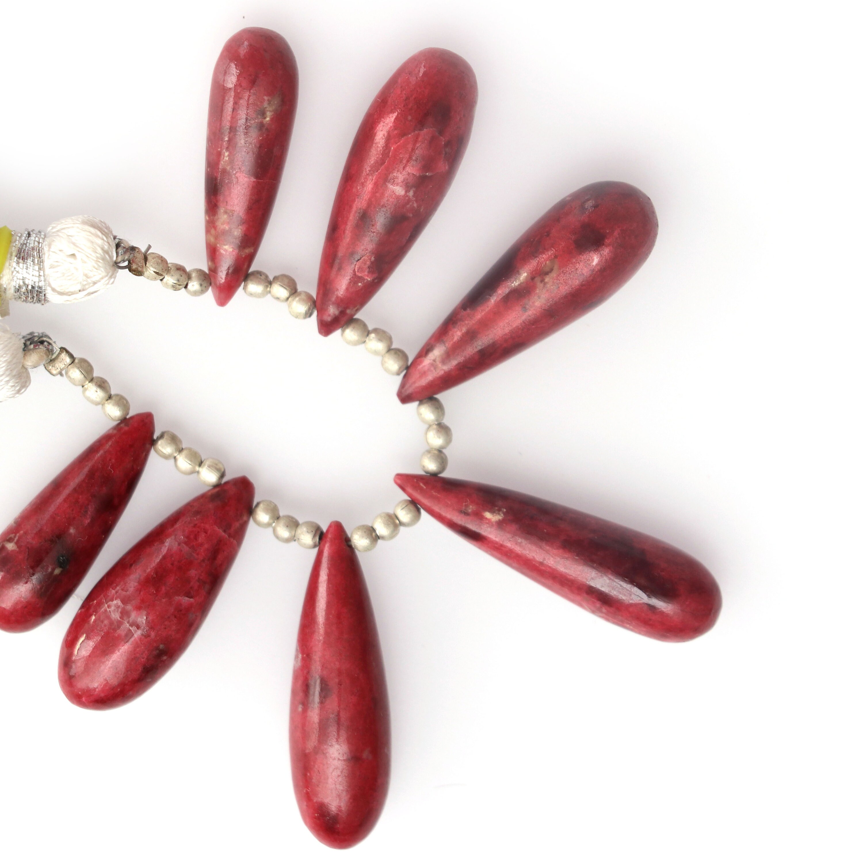 Natural Thulite Briolette Smooth Drops Beads, Thulite Semiprecious Drops- 22x8mm To 30x8mm - Gem Quality, 3 Inch, Price Per Strand