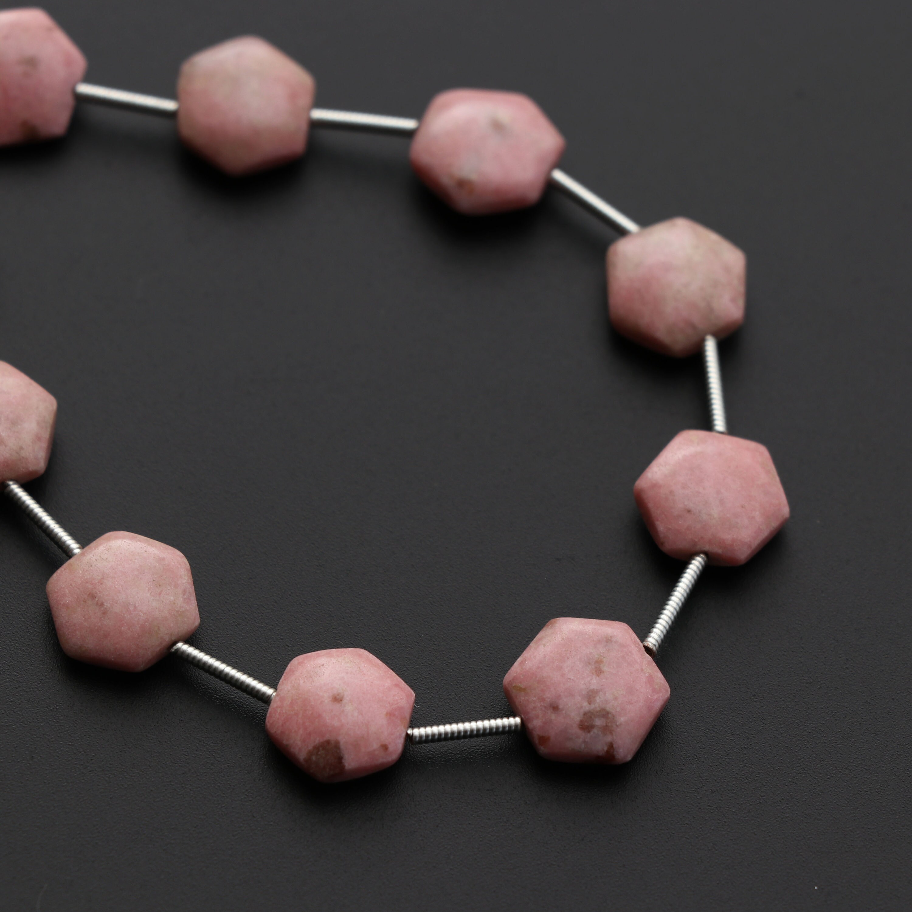 Thulite Smooth Hexagon Flats Beads - 4x10 Mm - Thulite Cabochon- Gem Quality, 7 Inch/ 17 Cm Full Strand, Price Per Strand