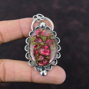 Copper Thulite Pendant: Handmade 925 Sterling Silver Ethnic Jewelry Copper Thulite Pendant: Handmade 925 Sterling Silver Ethnic Jewelry