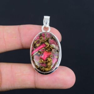 Copper Thulite Pendant: Handmade 925 Sterling Silver Gemstone Jewelry Copper Thulite Pendant: Handmade 925 Sterling Silver Gemstone Jewelry