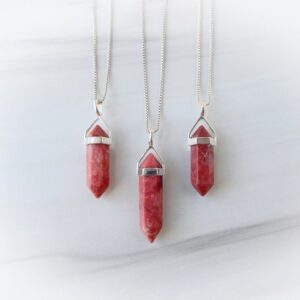 Thulite Gemstone Necklace • Pink Point Pendant • Sterling Silver Genuine Gemstone Points • Gift for Crystal Lover • Gemstone Appeal • GSA Thulite Gemstone Necklace • Pink Point Pendant • Sterling Silver Genuine Gemstone Points • Gift for Crystal Lover • Gemstone Appeal • GSA