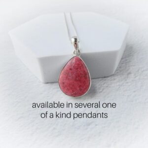 Thulite Gemstone Necklace Sterling Silver • Pink Gemstone Pendant Thulite Gemstone Necklace Sterling Silver • Pink Gemstone Pendant