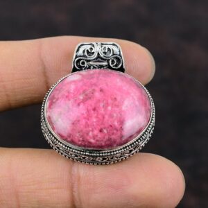 Handmade Thulite Pendant: 925 Sterling Silver Vintage Jewelry Handmade Thulite Pendant: 925 Sterling Silver Vintage Jewelry