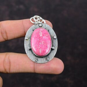 Handmade Thulite Pendant: 925 Sterling Silver Gemstone Jewelry Handmade Thulite Pendant: 925 Sterling Silver Gemstone Jewelry