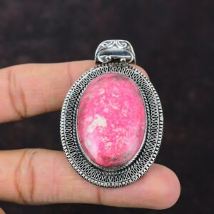 Handmade Thulite Pendant: 925 Sterling Silver Gemstone Jewelry Handmade Thulite Pendant: 925 Sterling Silver Gemstone Jewelry