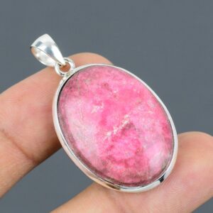 Handmade Thulite Pendant, 925 Sterling Silver, Gemstone Jewelry Handmade Thulite Pendant, 925 Sterling Silver, Gemstone Jewelry