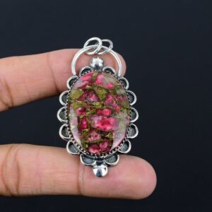 Handmade Copper Thulite Pendant: 925 Sterling Silver Gemstone Jewelry Handmade Copper Thulite Pendant: 925 Sterling Silver Gemstone Jewelry