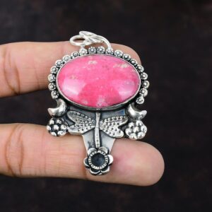 Handmade Thulite Dragonfly Pendant: 925 Sterling Silver Gemstone Jewelry Handmade Thulite Dragonfly Pendant: 925 Sterling Silver Gemstone Jewelry