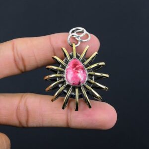 Handmade Pear Thulite Pendant: 925 Sterling Silver Festival Jewelry Handmade Pear Thulite Pendant: 925 Sterling Silver Festival Jewelry
