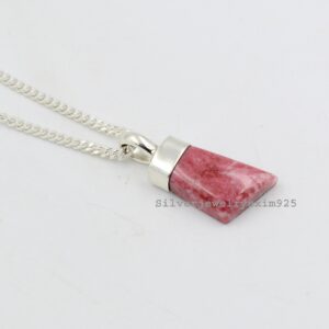Handmade Pink Thulite Pendant: 925 Sterling Silver Necklace Handmade Pink Thulite Pendant: 925 Sterling Silver Necklace
