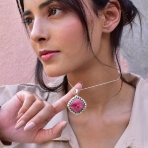 Handmade Red Thulite & Sterling Silver Pendant Necklace with 18 Inch Adjustable Chain Handmade Red Thulite & Sterling Silver Pendant Necklace with 18 Inch Adjustable Chain