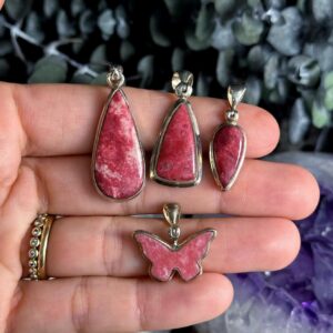 Thulite pendant necklace, .925 sterling silver, faceted, square, triangle Thulite pendant necklace, .925 sterling silver, faceted, square, triangle