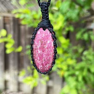 Thulite Necklace For Women, Thulite Jewelry, Macrame Necklace For Men, Macrame Gemstone Pendant, Healing Crystal Necklace Men, Pink Zoisite Thulite Necklace For Women, Thulite Jewelry, Macrame Necklace For Men, Macrame Gemstone Pendant, Healing Crystal Necklace Men, Pink Zoisite